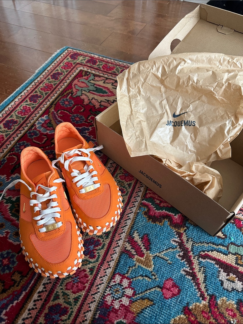 Jacquemus Orange Sneakers with White Laces